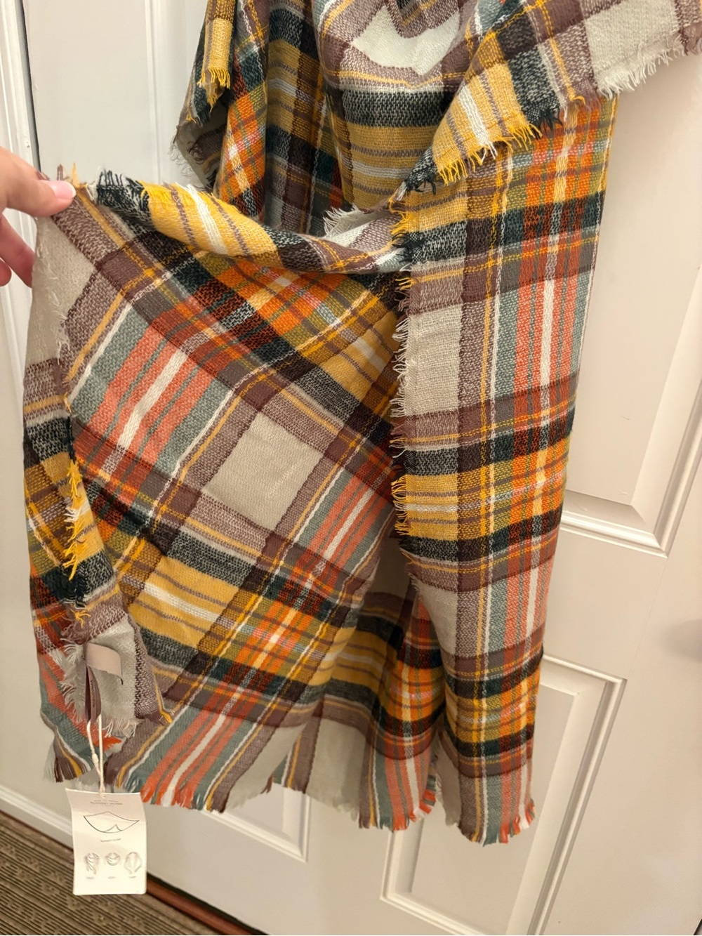 NWT, The Look, Blanket Scarf Mustard, Rust & Cream